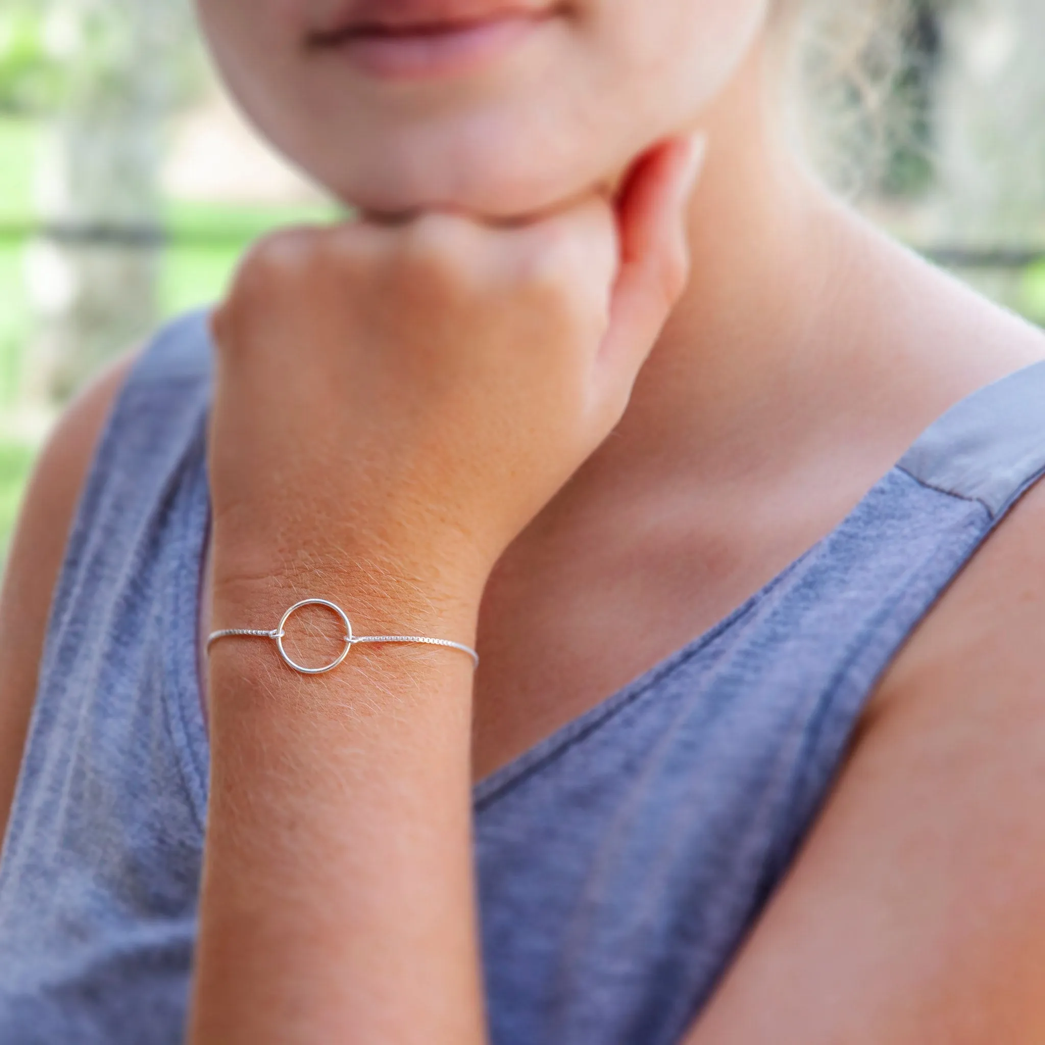 “Family” Sterling Silver Bolo Bracelet on Personalized Jewelry Card