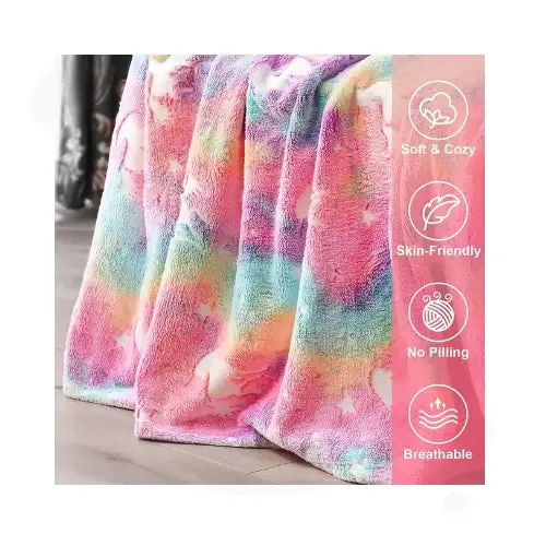 Famyo Glow Blanket - Pink Unicorn | AC Blanket for Kids Room