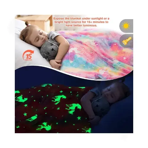 Famyo Glow Blanket - Pink Unicorn | AC Blanket for Kids Room