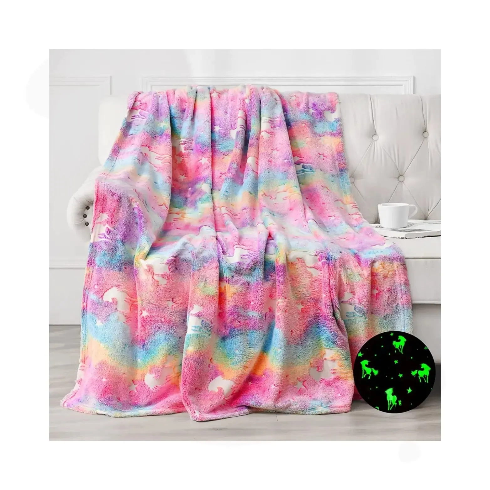 Famyo Glow Blanket - Pink Unicorn | AC Blanket for Kids Room