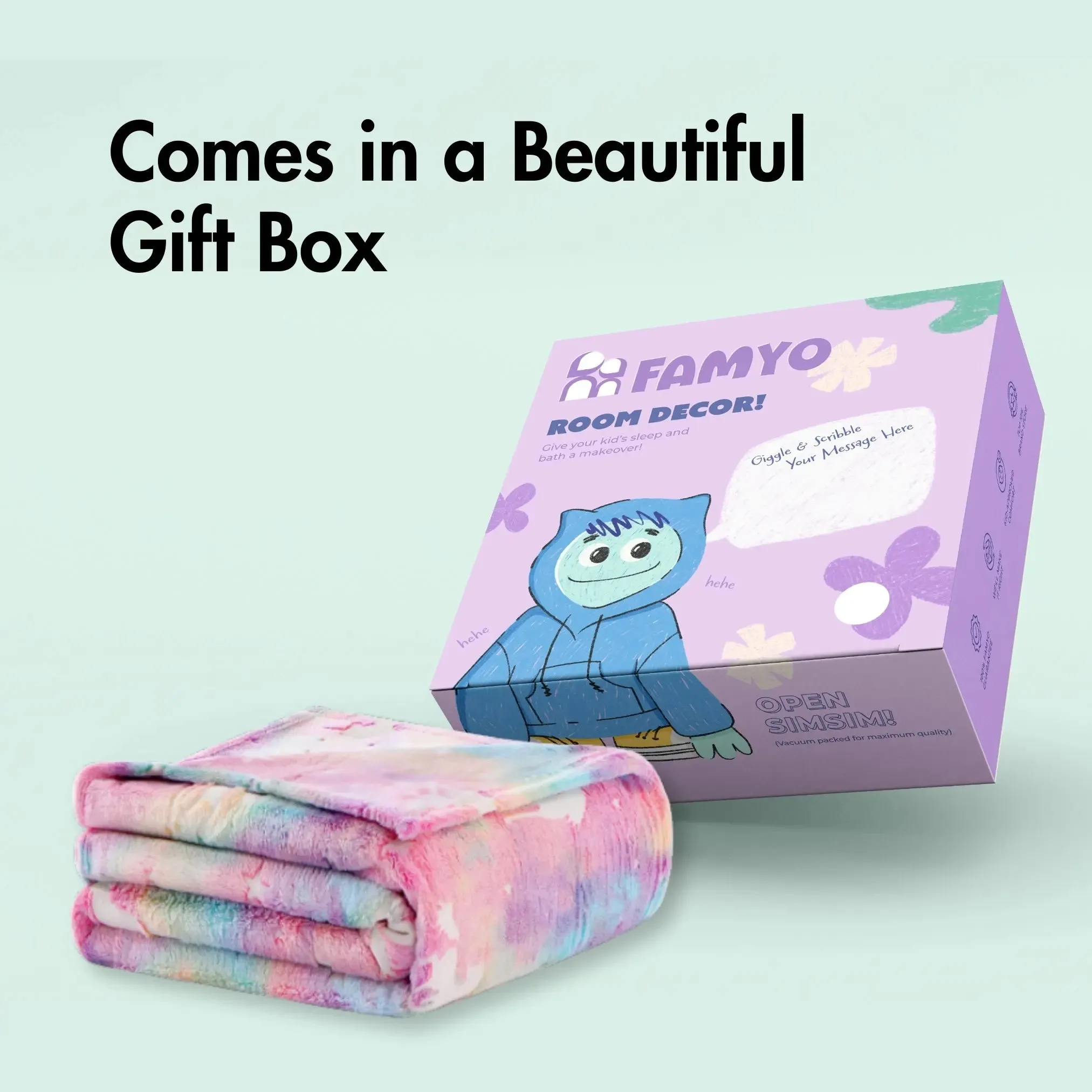 Famyo Glow Blanket - Pink Unicorn | AC Blanket for Kids Room