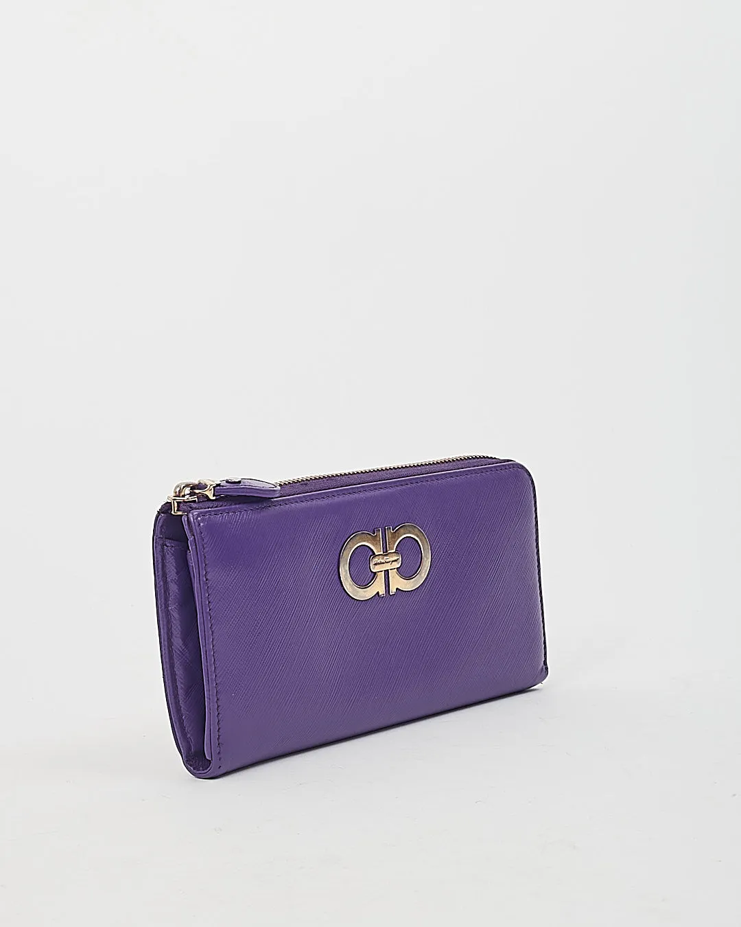 Ferragamo Purple Leather Gancini Wallet