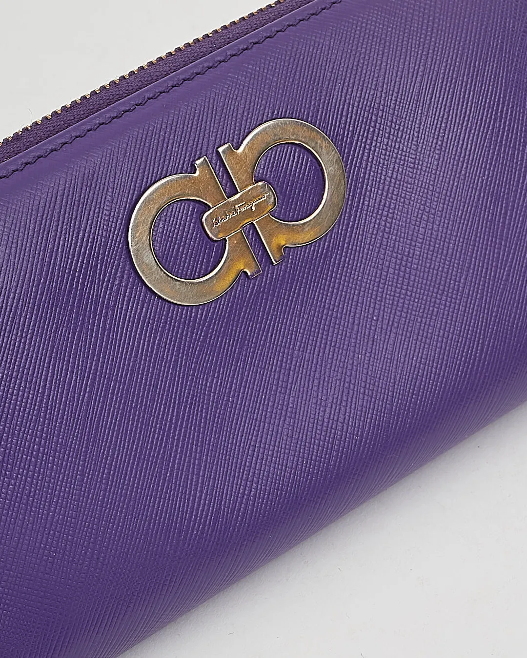 Ferragamo Purple Leather Gancini Wallet