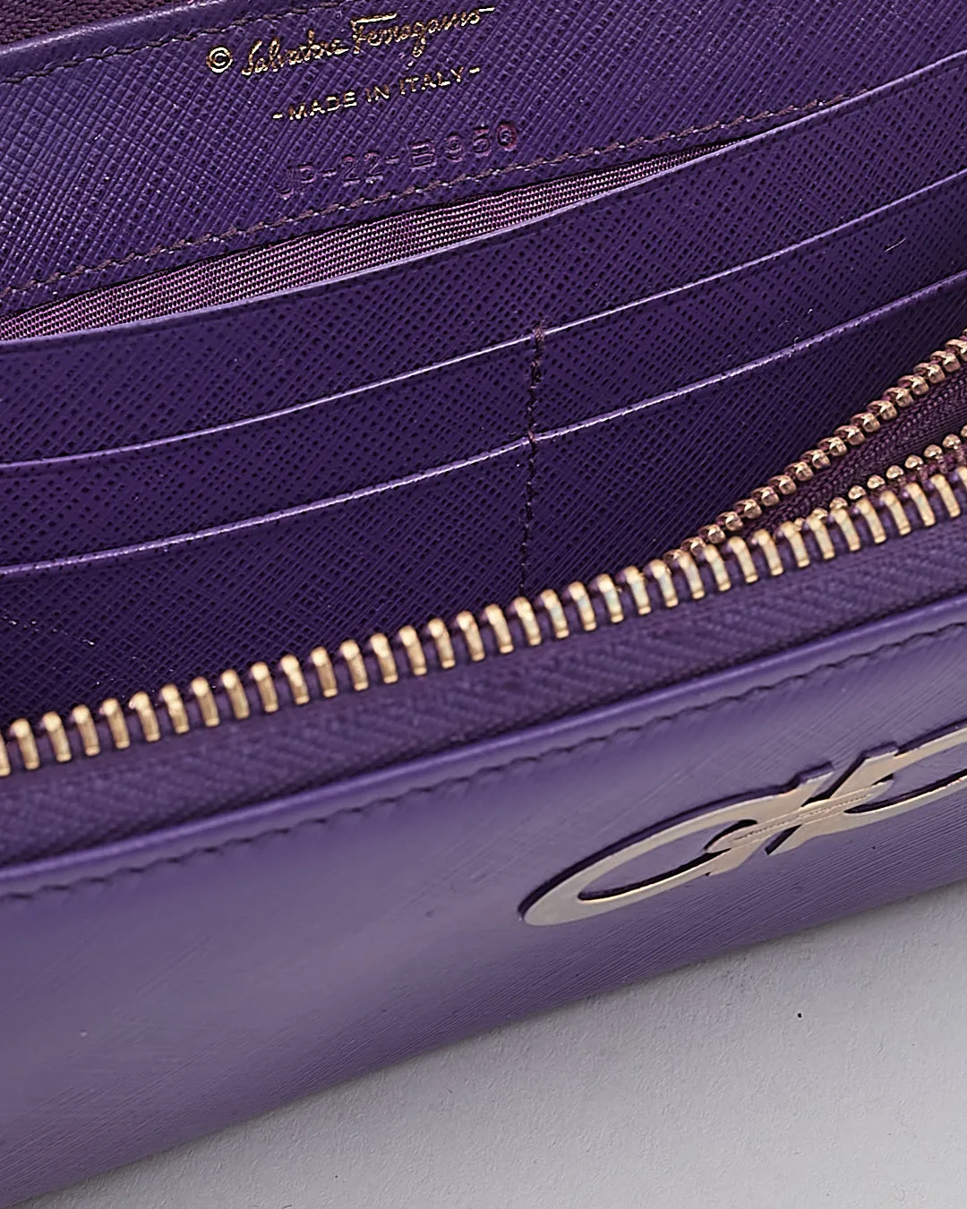 Ferragamo Purple Leather Gancini Wallet