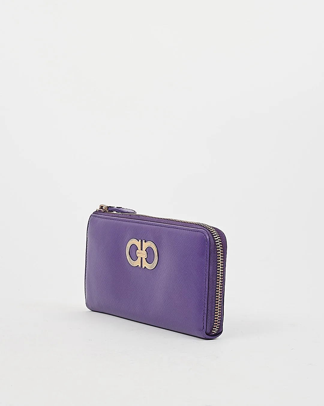 Ferragamo Purple Leather Gancini Wallet