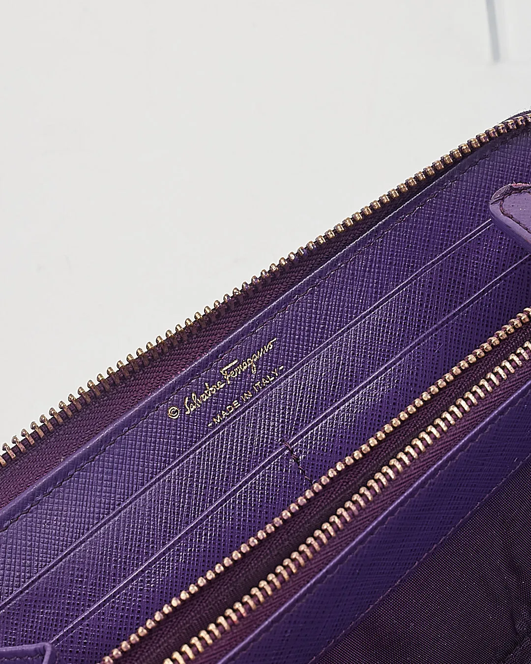 Ferragamo Purple Leather Gancini Wallet
