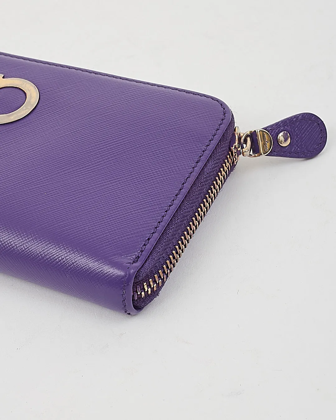 Ferragamo Purple Leather Gancini Wallet