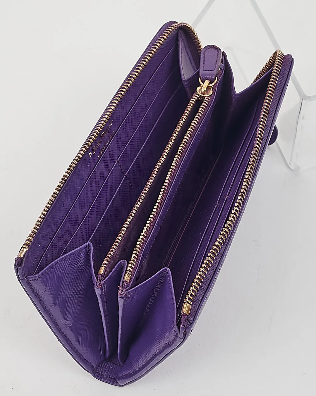 Ferragamo Purple Leather Gancini Wallet