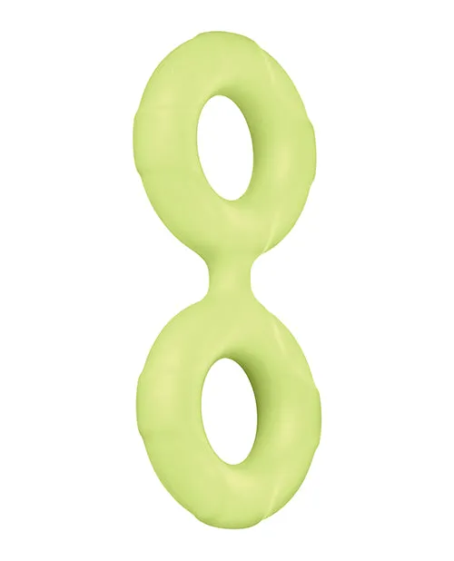 Forto F-81 47mm Double Ring Liquid Silicone Cock Ring - Glow In The Dark