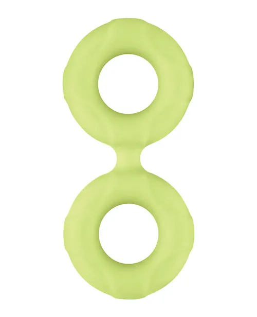 Forto F-81 47mm Double Ring Liquid Silicone Cock Ring - Glow In The Dark