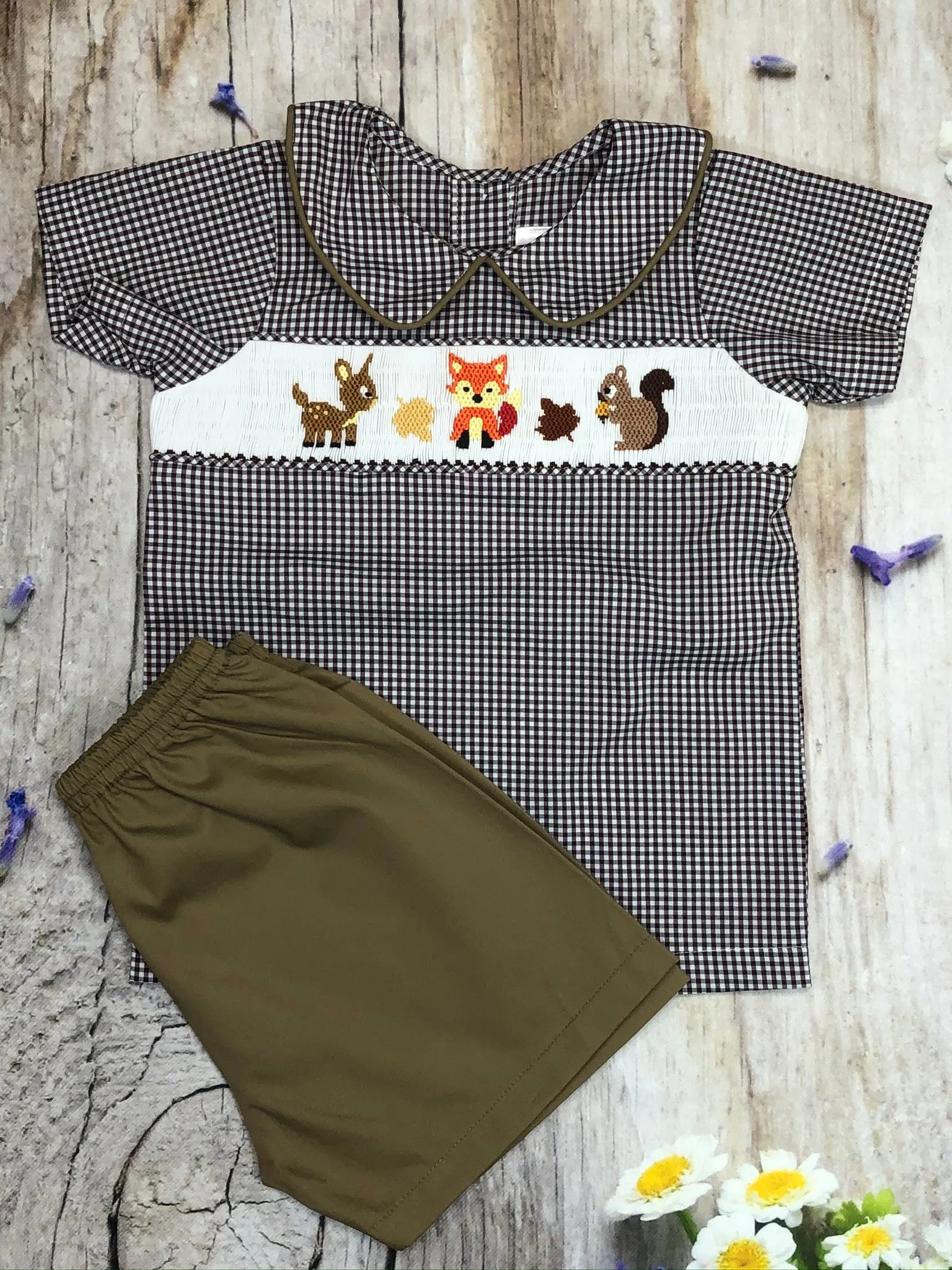 Fox and friends boys smocked short set