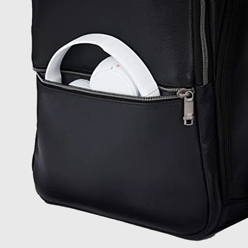 Genuine Best Style Rfx Classic Leather Slim Backpack Black, One Size