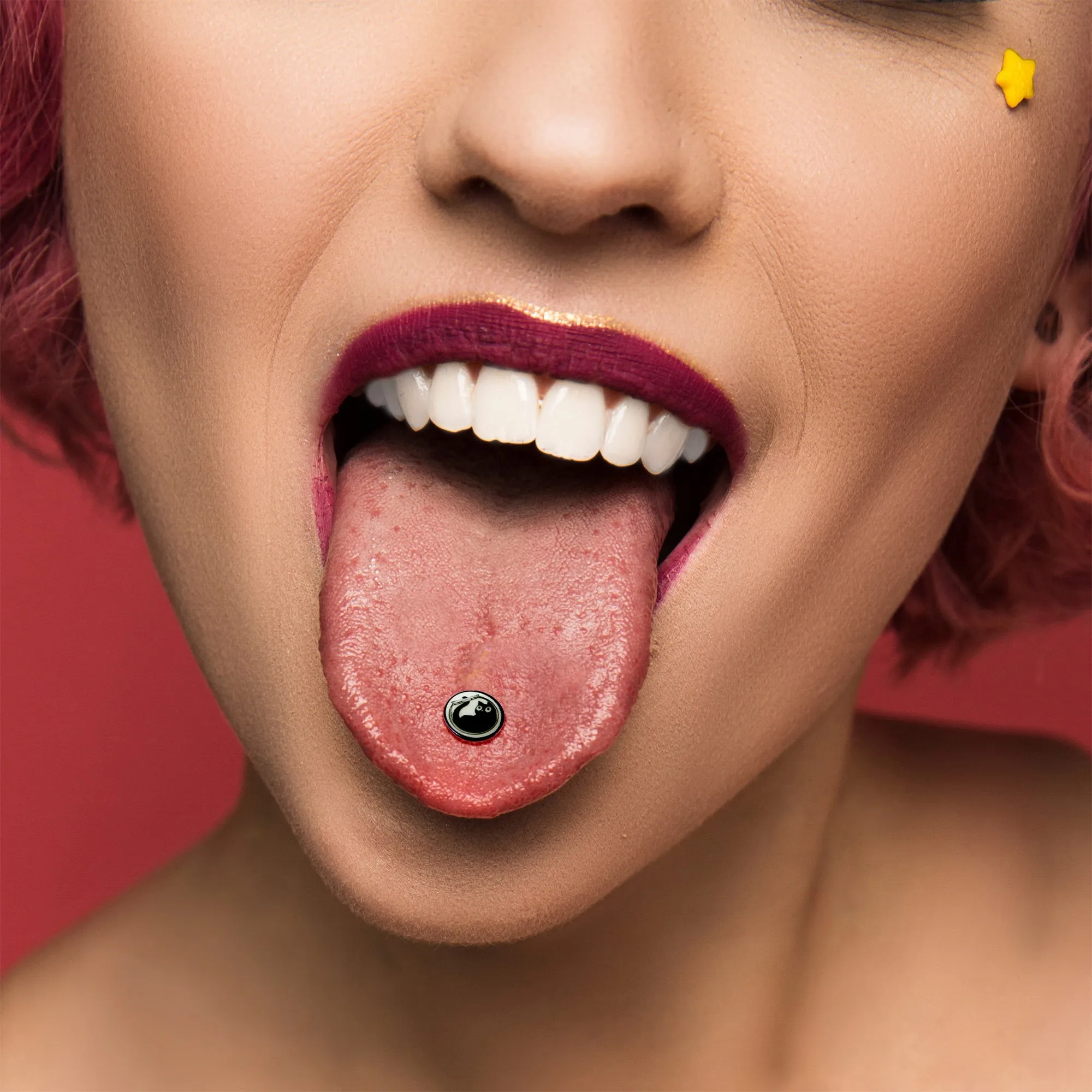 Glow in the Dark Black Anodized Fishbowl Kitty Cat Barbell Tongue Ring