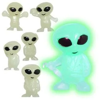 Glow in the Dark Mini Alien Figurine Vending Toys in 1 inch Toy Capsules
