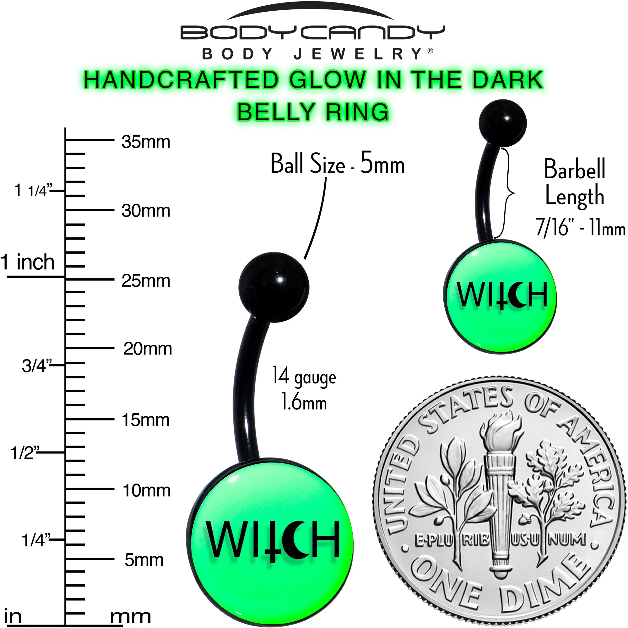 Glow in the Dark Mystical Witch Belly Ring