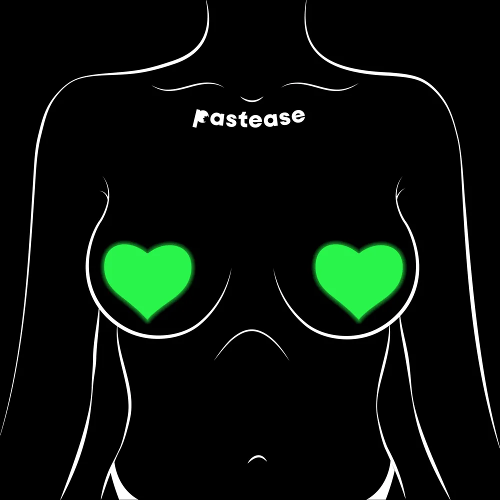 Glow-in-the-Dark Neon Heart Pasties
