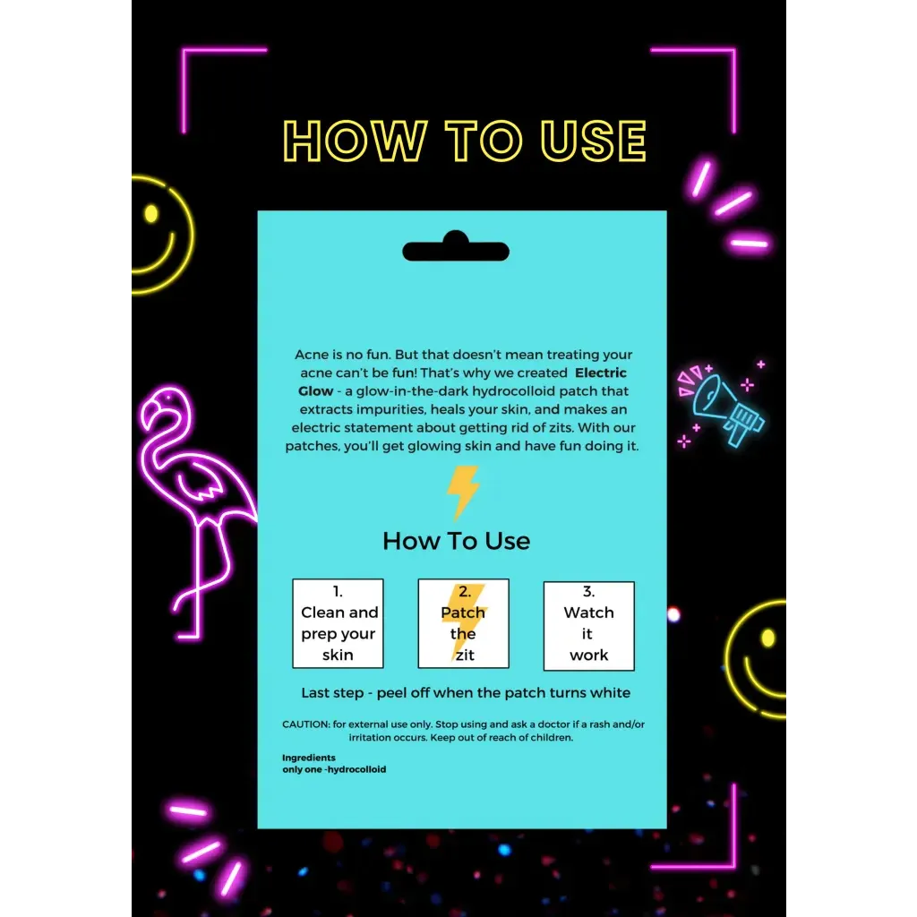 Glow In The Dark Pimple Patches - Hydrocolloid Acne Treatment, 36 Count, Fast Healing & Vegan