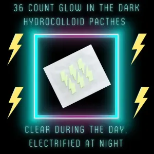 Glow In The Dark Pimple Patches - Hydrocolloid Acne Treatment, 36 Count, Fast Healing & Vegan