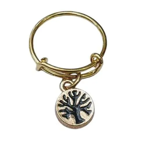 Gold Tree of Life Expandable Charm Ring