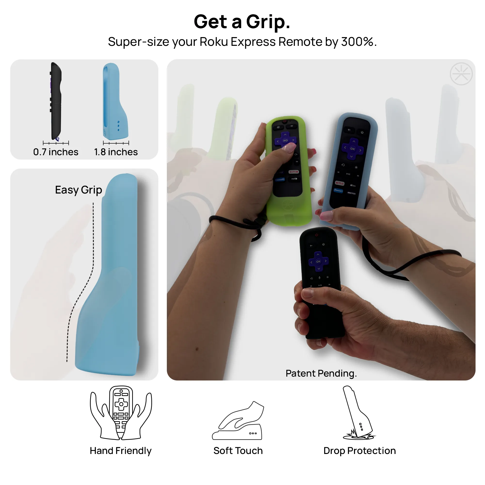 GripStand™ Roku Express Remote Case: Stands Upright, Improves Grip and Feel, AirTag and Tile Mate Compatible. Fits Roku Express and Players Remote. Does NOT Fit Express 4K, 2 Pack by 73&Sunny.