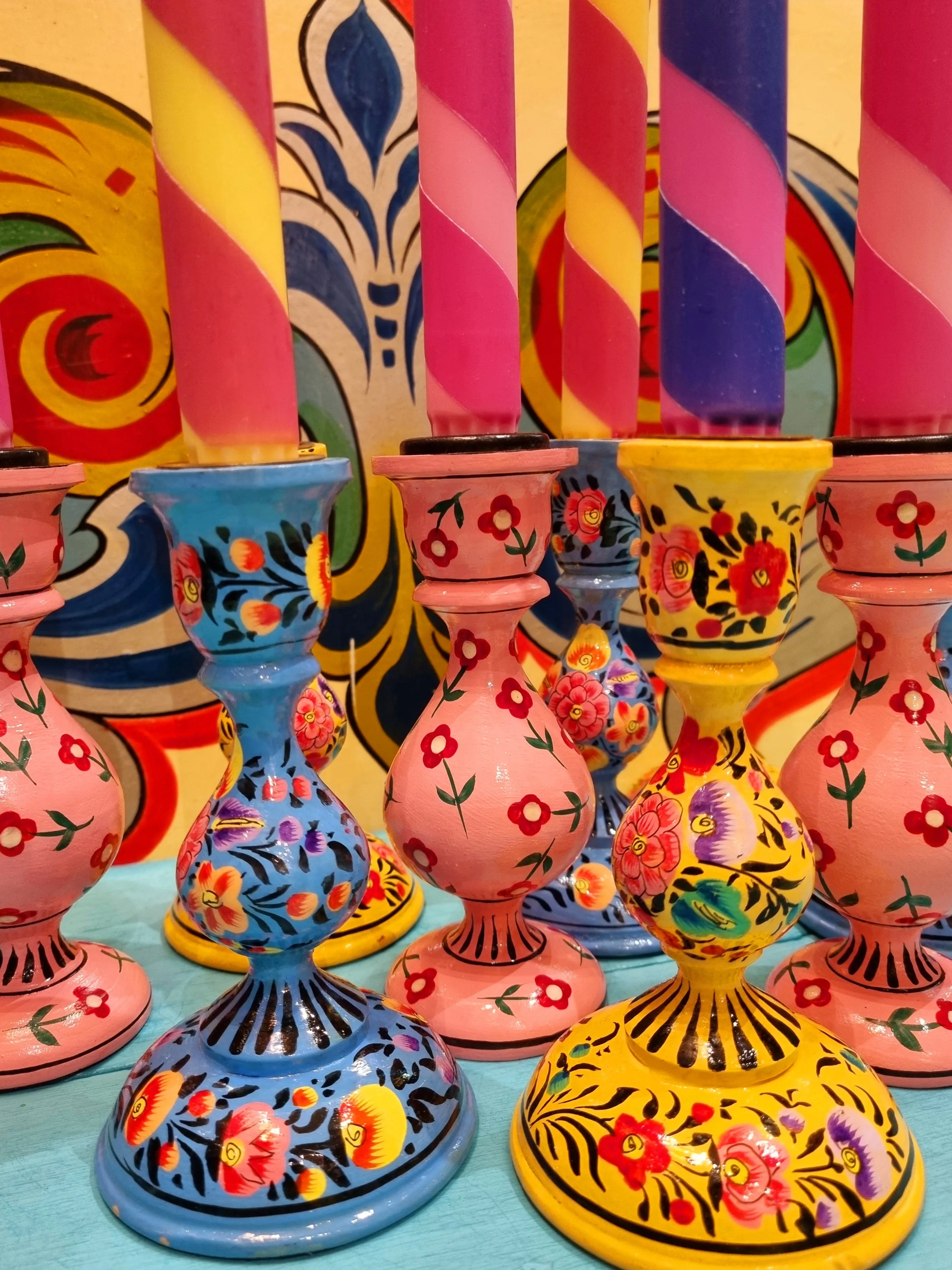 Hand painted candle holders
