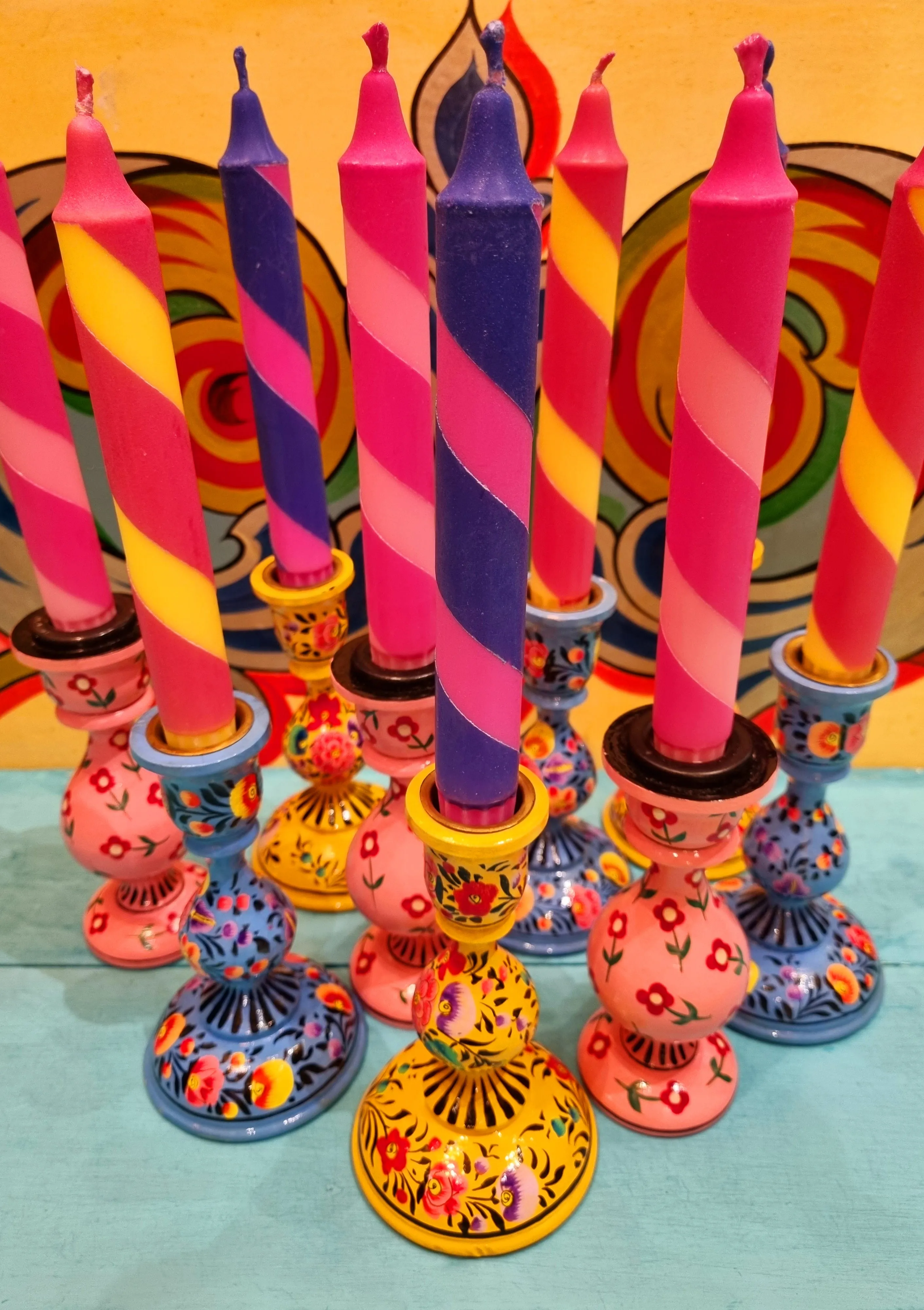 Hand painted candle holders