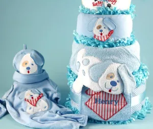 Happy As A Puppy Personalized Diaper Cake Baby Boy Gift