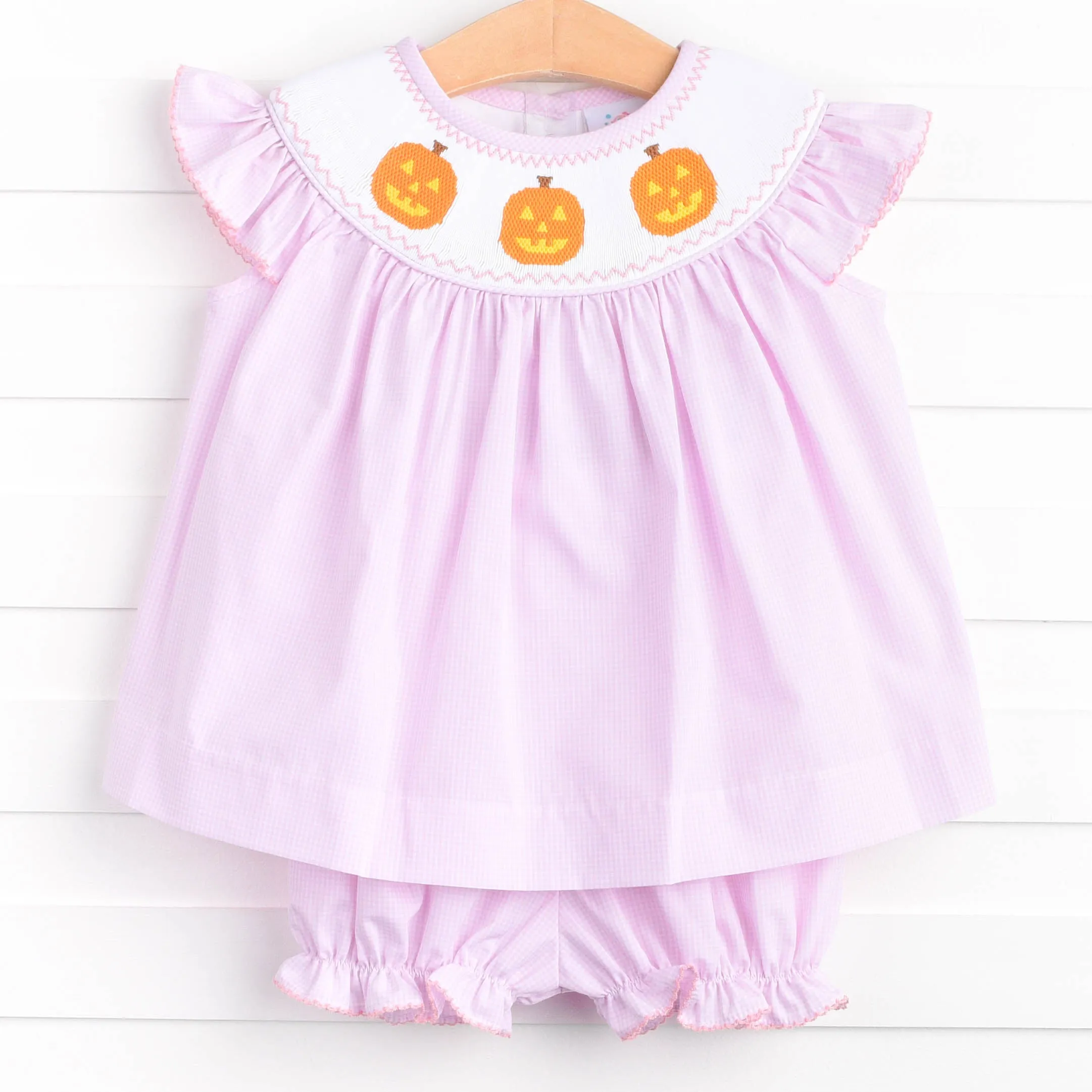Happy Halloween Smocked Bloomer Set, Pink