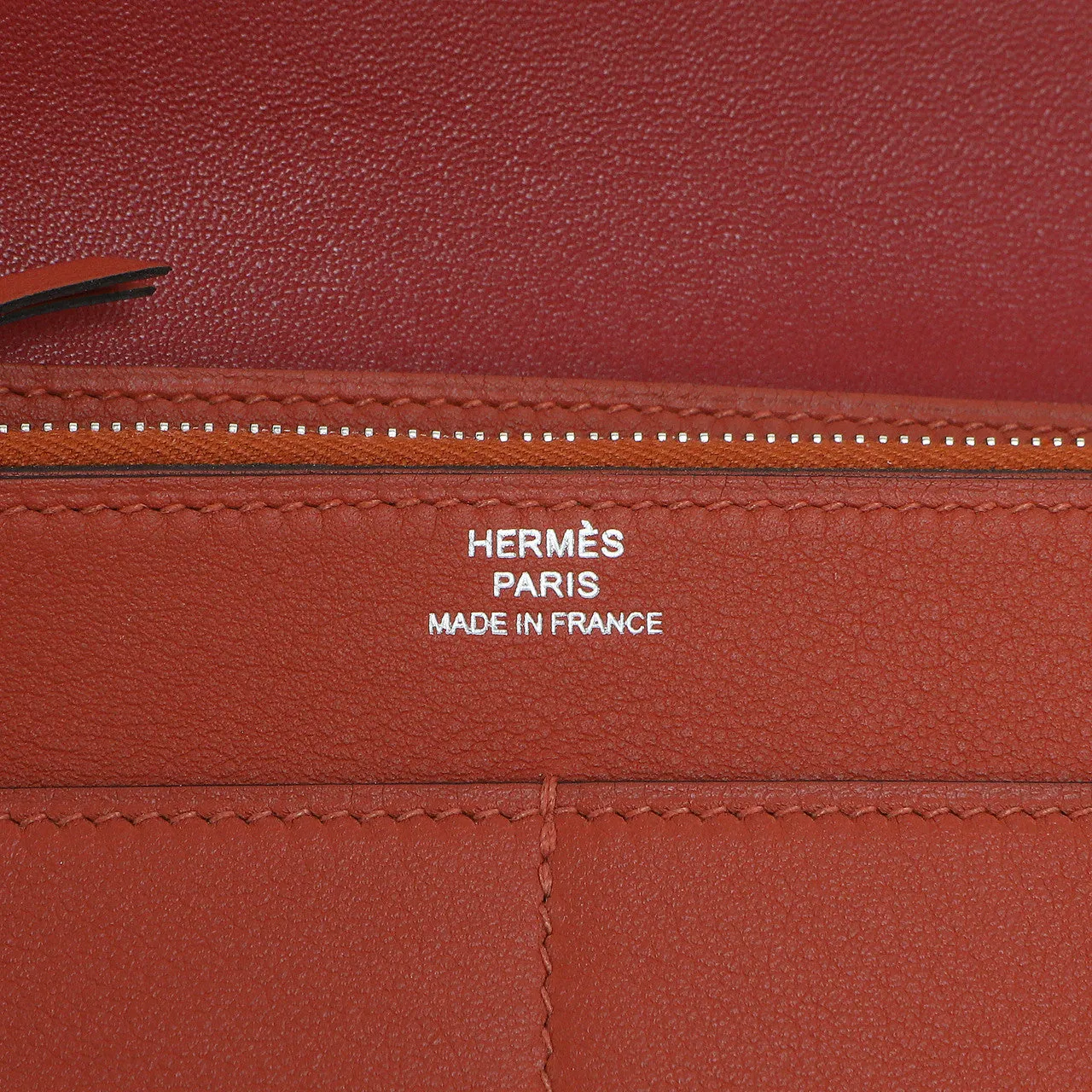 Hermes Vermillion Swift Leather Dogon Duo  Wallet