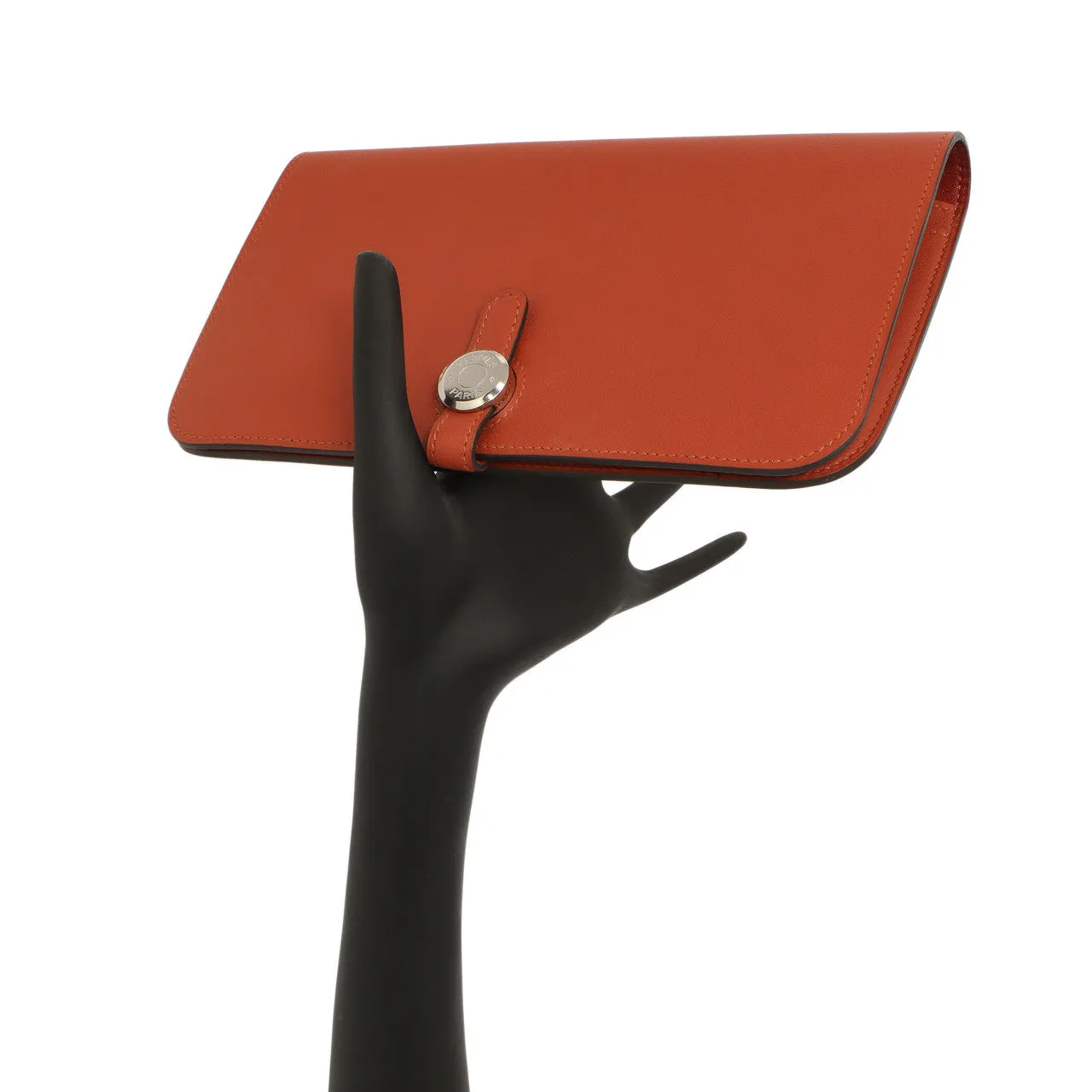 Hermes Vermillion Swift Leather Dogon Duo  Wallet