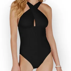 High Neck Convertible Ruched One-Piece Swimsuit