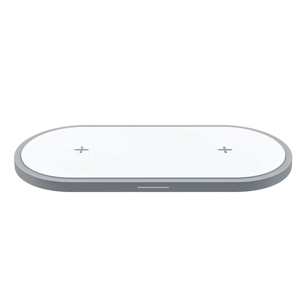 High Performance 2 Holders QI Wireless Fast Charging Base Silver