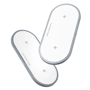High Performance 2 Holders QI Wireless Fast Charging Base Silver