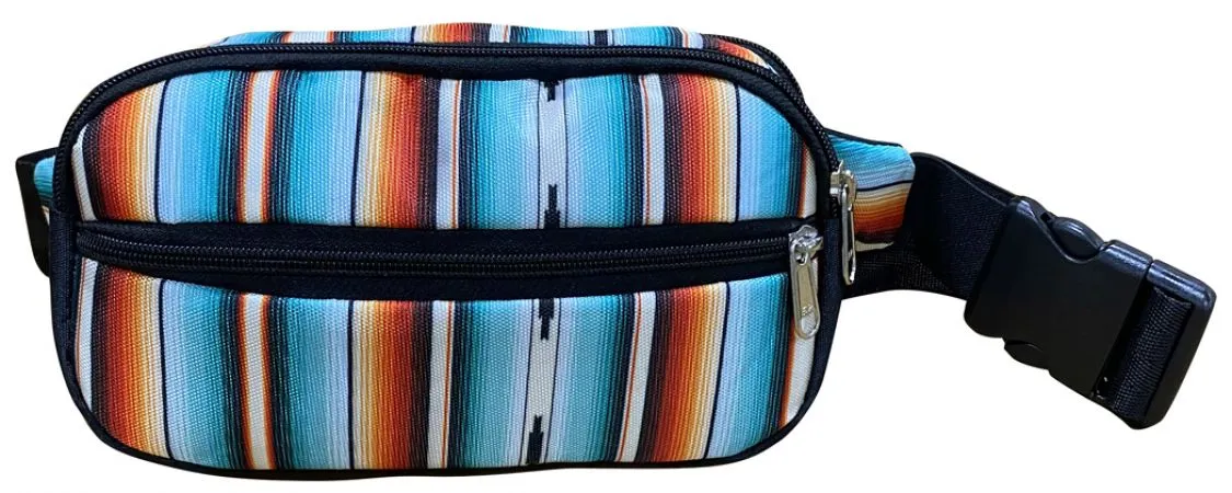 Hip Pack (Fanny Pack) Bag with Teal Serape Print design