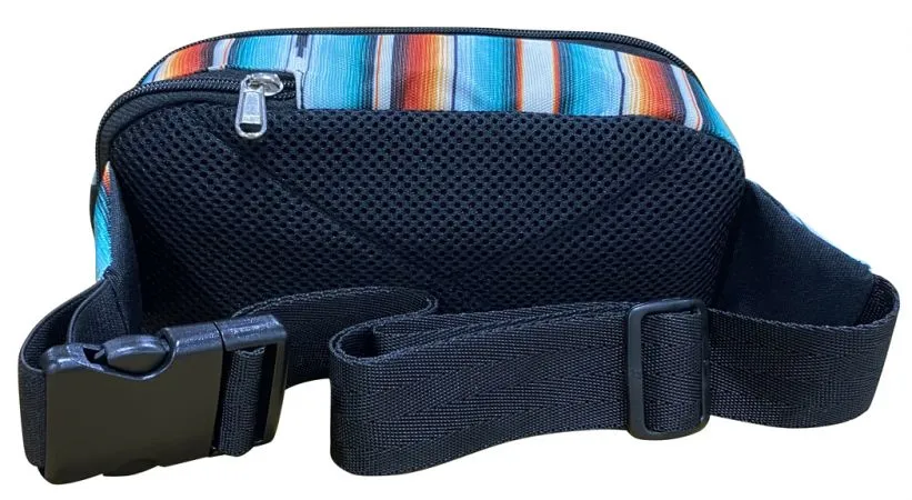 Hip Pack (Fanny Pack) Bag with Teal Serape Print design