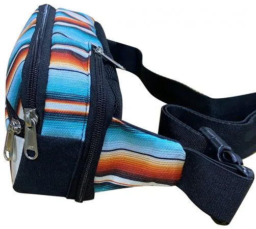 Hip Pack (Fanny Pack) Bag with Teal Serape Print design