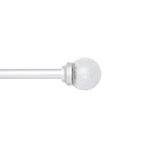 Home Trends 28 in. - 48 in. Drapery Rod Set, 5/8 in. Diameter, Satin Nickel Finish - Glass Ball