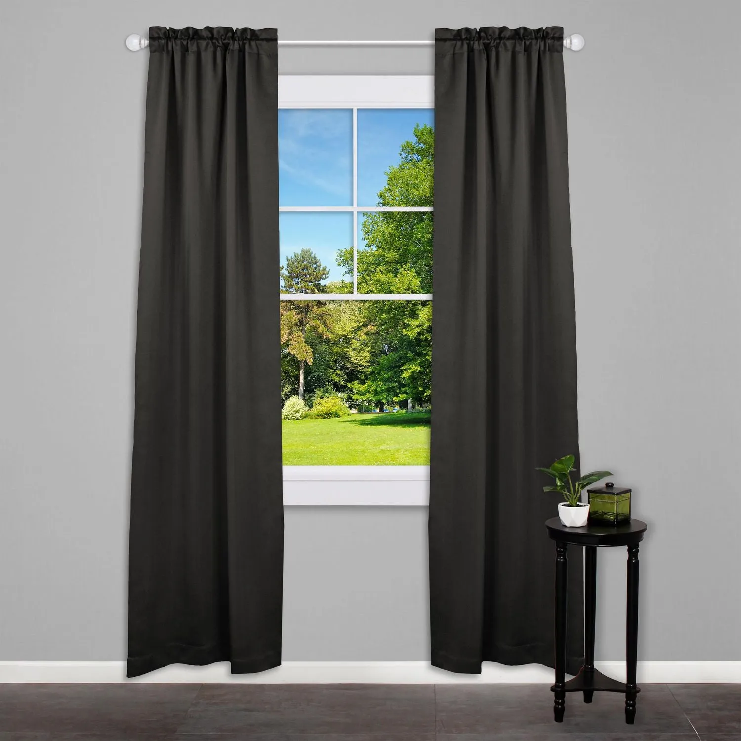 Home Trends 28 in. - 48 in. Drapery Rod Set, 5/8 in. Diameter, Satin Nickel Finish - Glass Ball