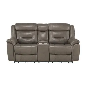 Homelegance Furniture Danio Power Double Reclining Loveseat with Power Headrests in Brownish Gray 9528BRG-2PWH