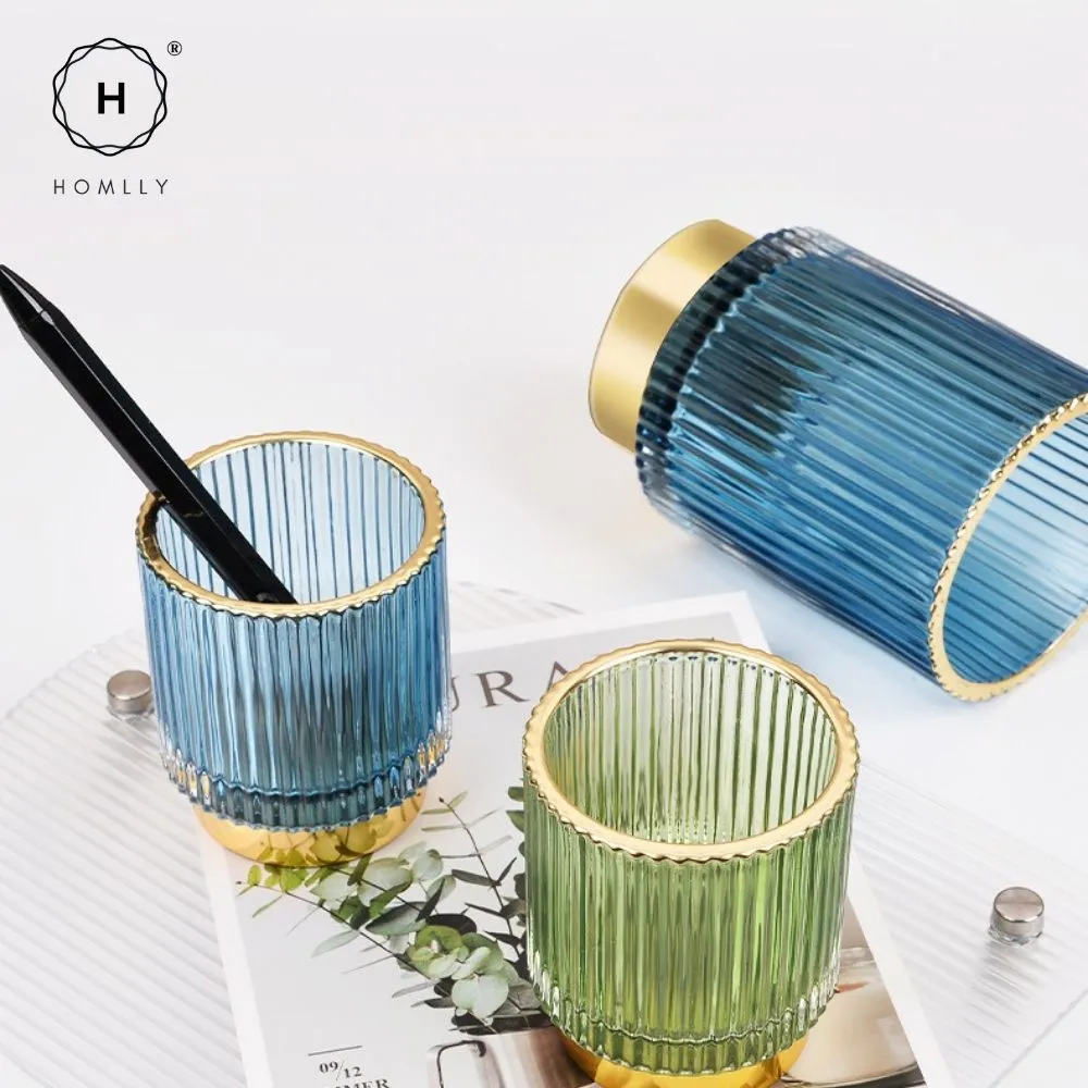 Homlly Crystal Cosmetic Makeup Brush Pencil Glass Storage Holder