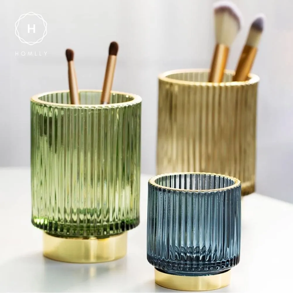 Homlly Crystal Cosmetic Makeup Brush Pencil Glass Storage Holder