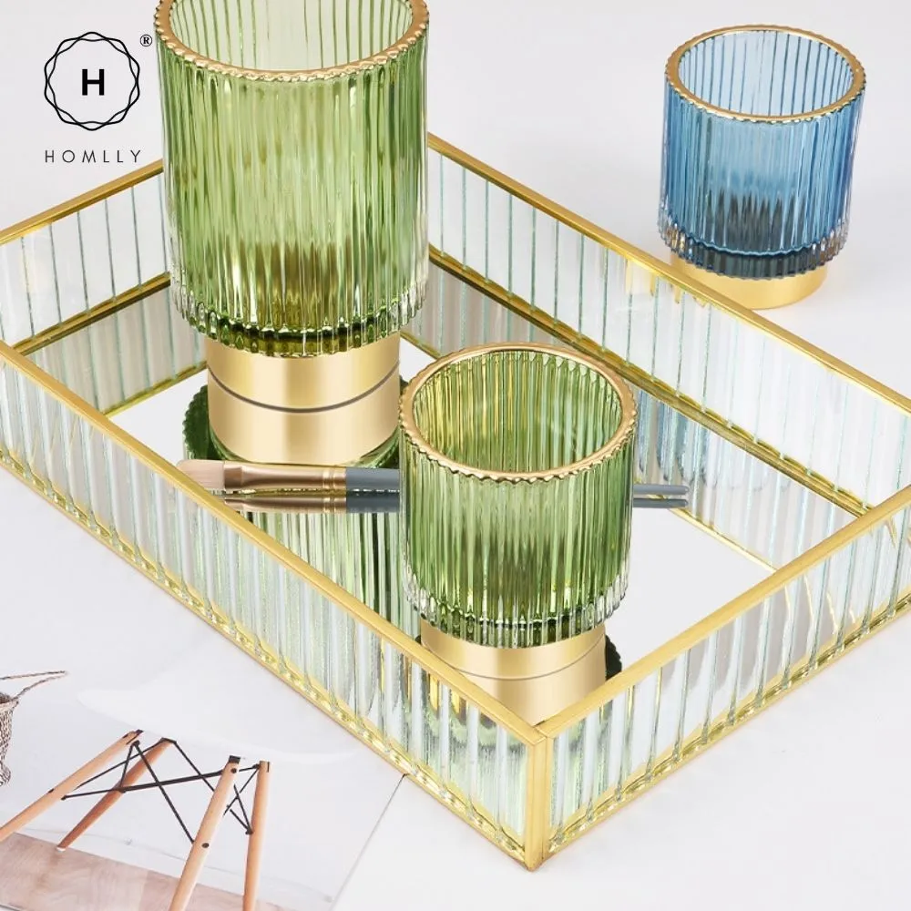 Homlly Crystal Cosmetic Makeup Brush Pencil Glass Storage Holder