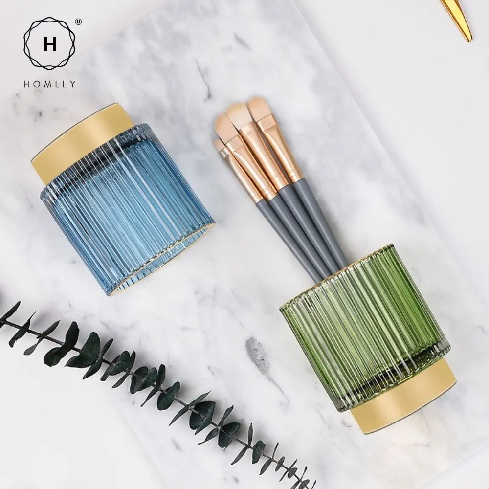 Homlly Crystal Cosmetic Makeup Brush Pencil Glass Storage Holder
