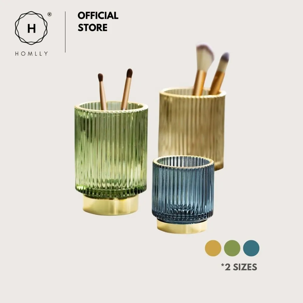 Homlly Crystal Cosmetic Makeup Brush Pencil Glass Storage Holder