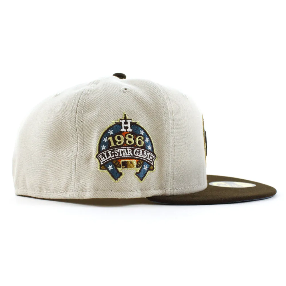 Houston Astros 1986 ALL STAR GAME New Era 59Fifty Fitted Hat (STONE WALNUT SKY BLUE Under Brim)