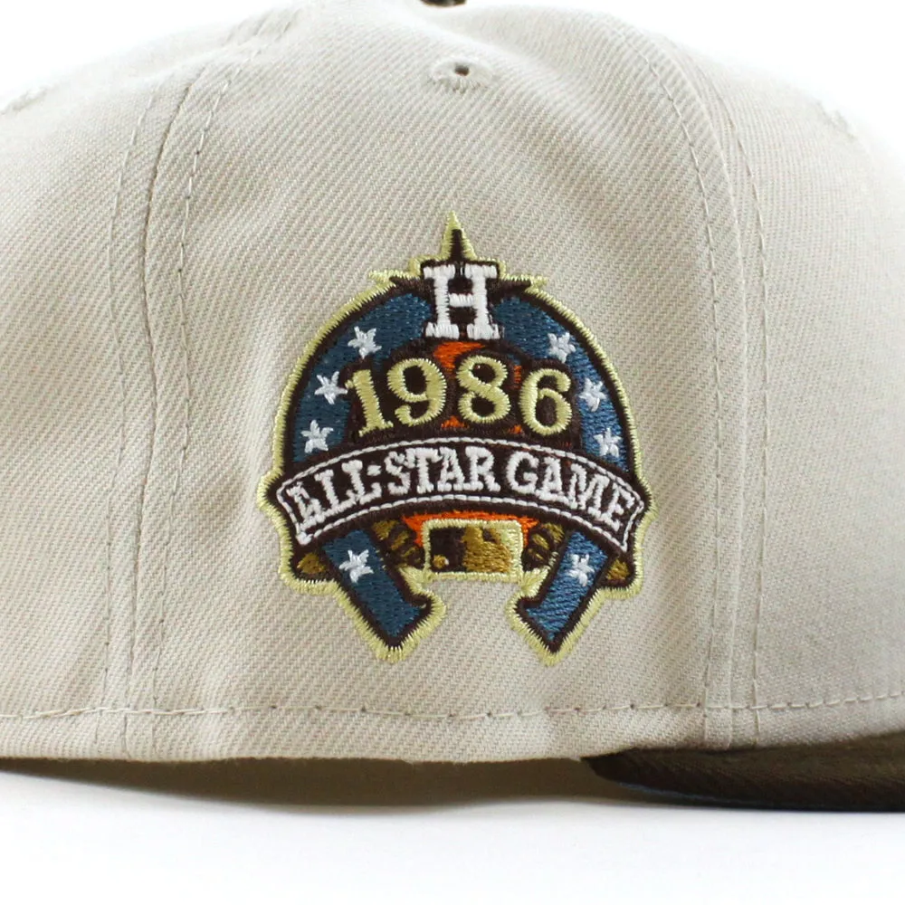 Houston Astros 1986 ALL STAR GAME New Era 59Fifty Fitted Hat (STONE WALNUT SKY BLUE Under Brim)