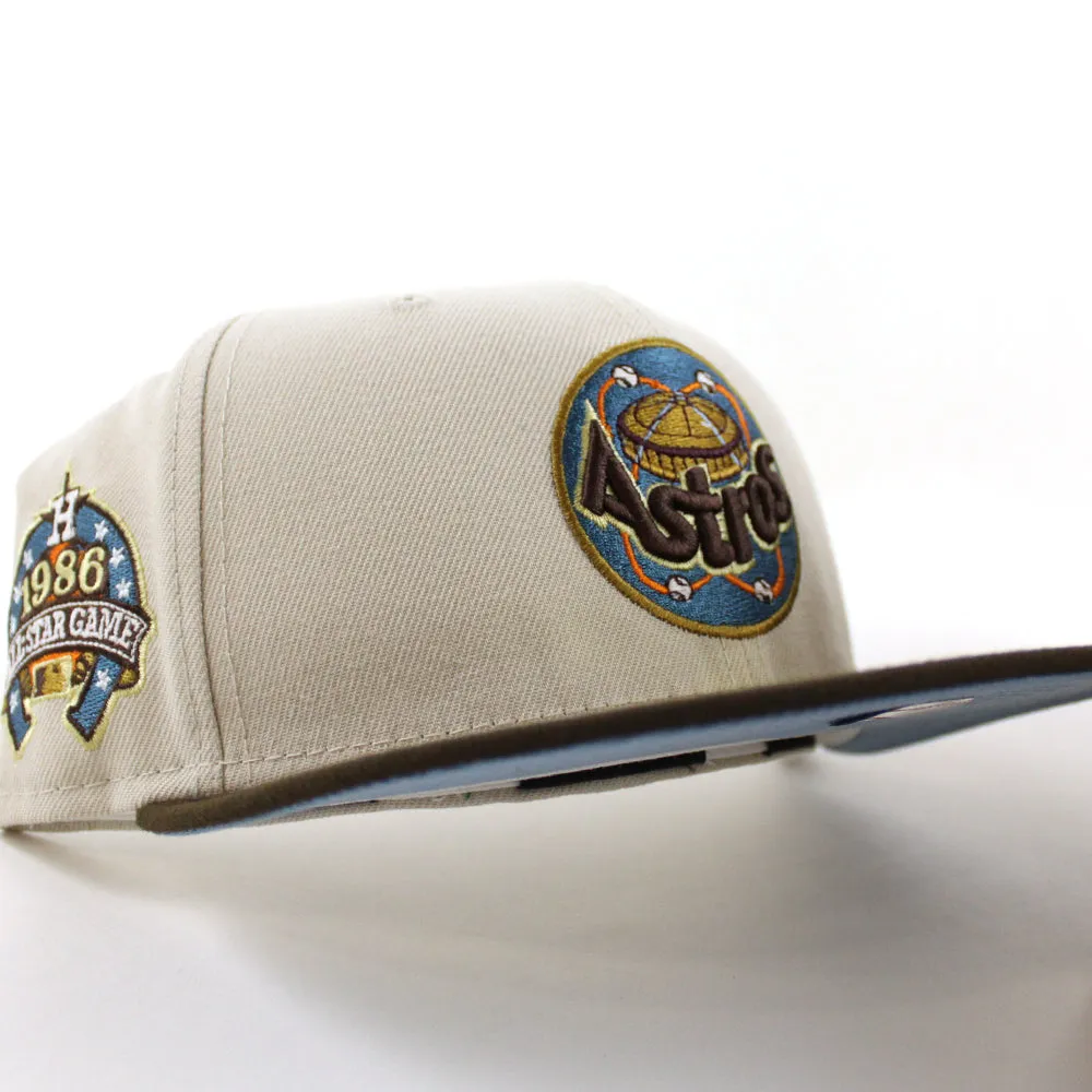 Houston Astros 1986 ALL STAR GAME New Era 59Fifty Fitted Hat (STONE WALNUT SKY BLUE Under Brim)
