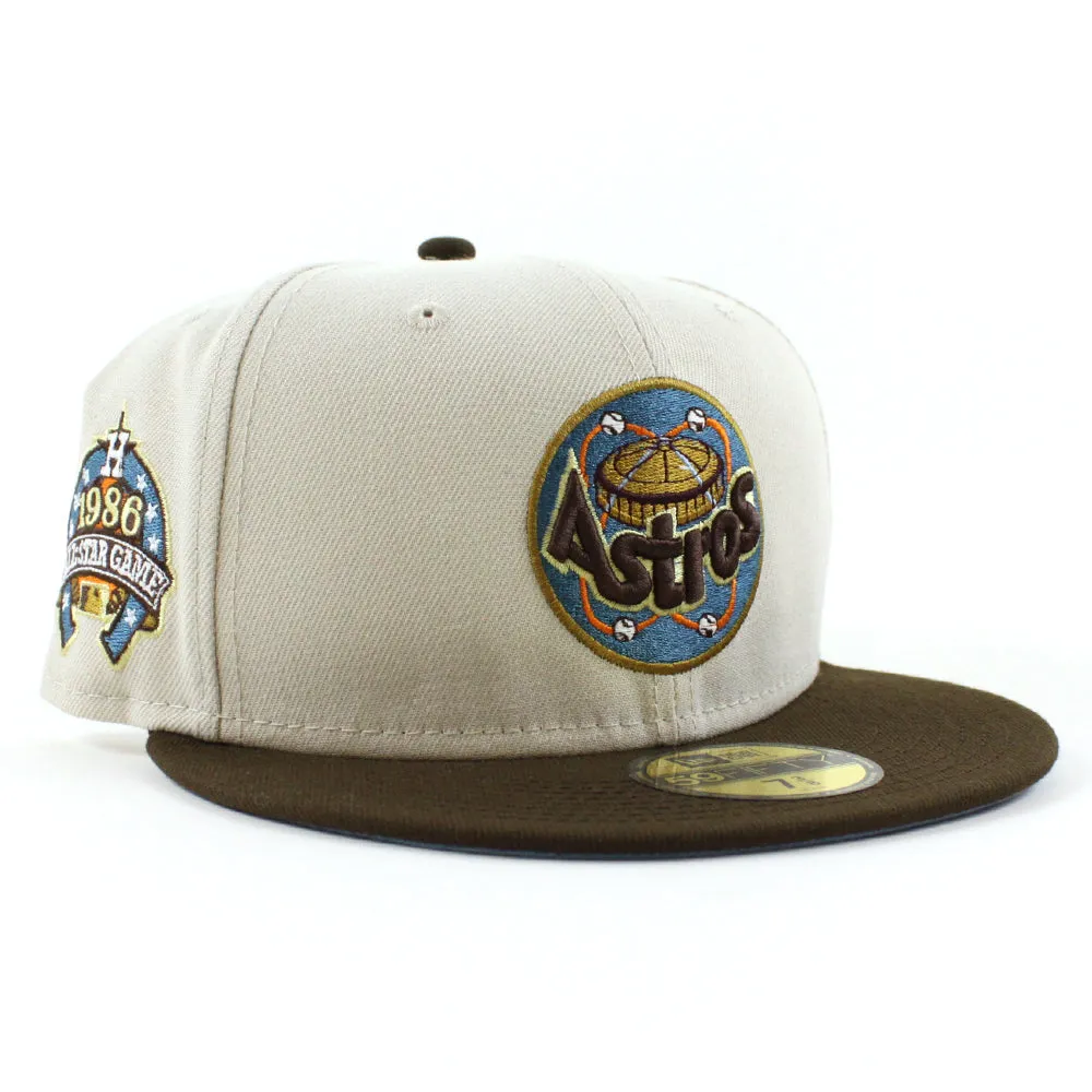 Houston Astros 1986 ALL STAR GAME New Era 59Fifty Fitted Hat (STONE WALNUT SKY BLUE Under Brim)