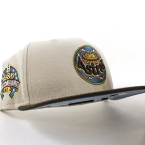 Houston Astros 1986 ALL STAR GAME New Era 59Fifty Fitted Hat (STONE WALNUT SKY BLUE Under Brim)