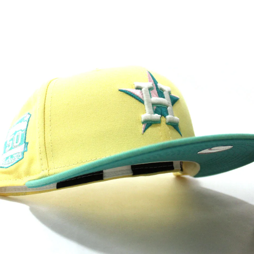 Houston Astros 50th ANNIVERSARY New Era 59Fifty Fitted Hat (GITD Yellow Mint Teal Under Brim)